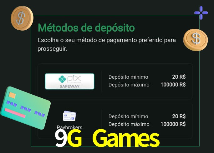 O cassino 9G Games oferece uma grande variedade de métodos de pagamento